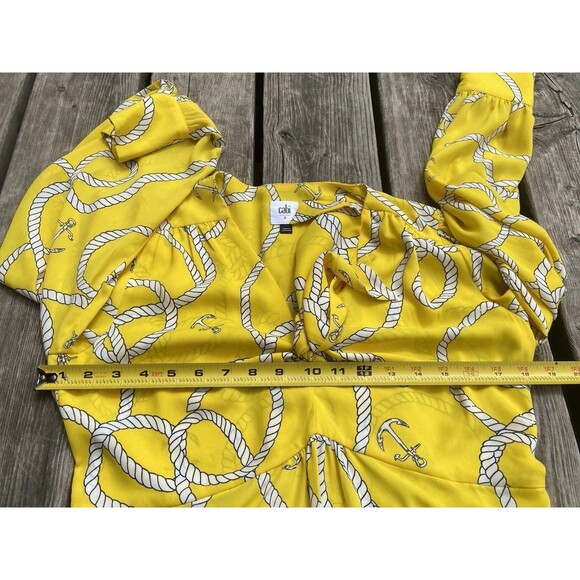 Cabi Reef Knot Women Sz Small Yellow Peplum Blouse Zipper Nautical Sailing - Picture 16 of 16